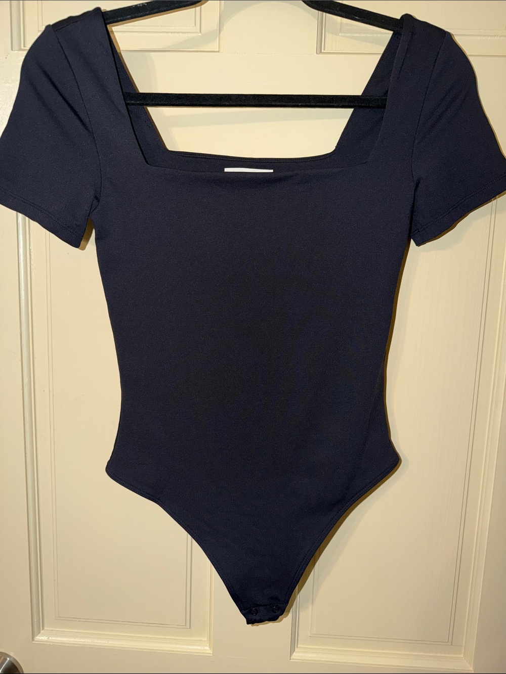 Babaton Black Square-Neck Short-Sleeve Bodysuit